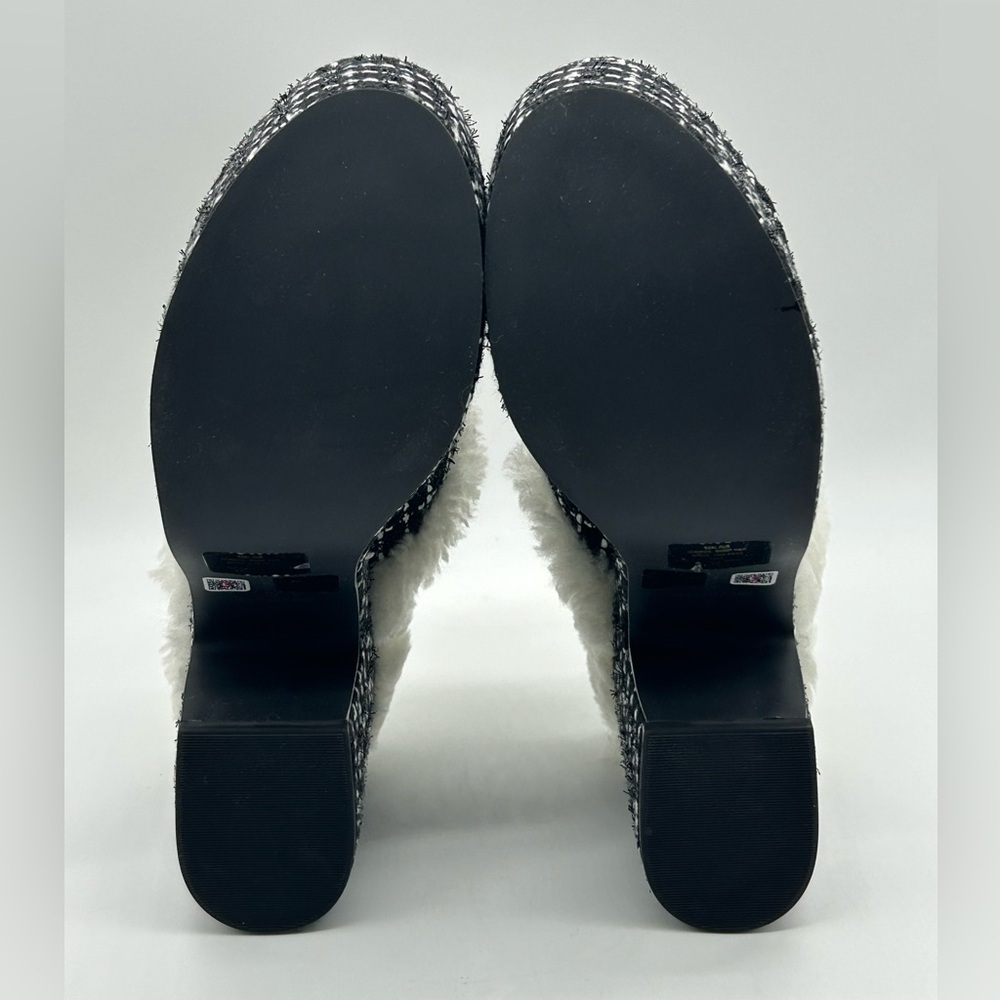 Larroudé Miso Clog Tweed Black Platform Shearling Lined Heels Size 9.5 NWB - Picture 11 of 14